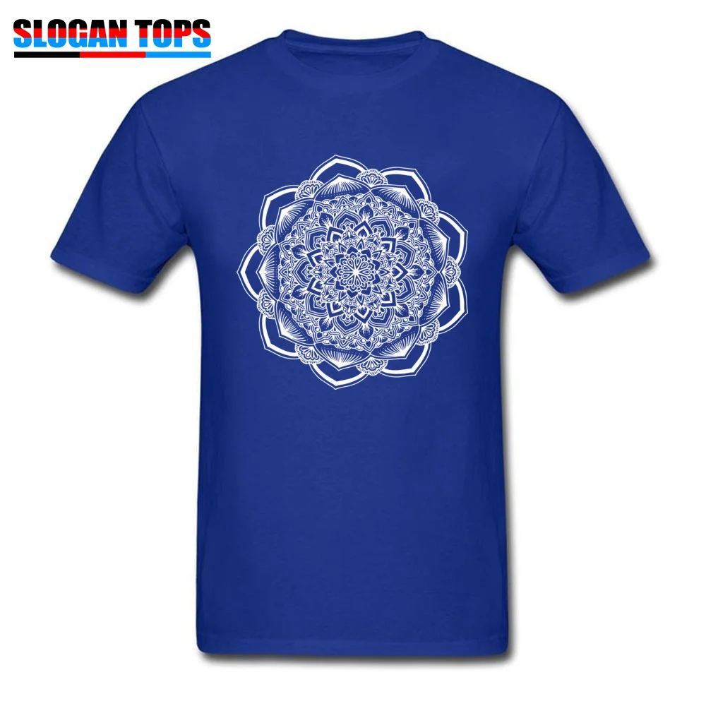 On Sale Male T-Shirt O Neck Short Sleeve 100% Cotton White mandala Tees 3D Printed Tops Shirts Drop Shipping White mandala blue