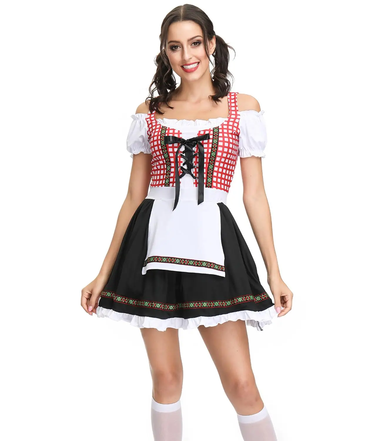 

Adult Women Halloween Bavarian Traditional Festival Party Dirndl Dress Germany Oktoberfest Beer Girl Maid Wench Costume