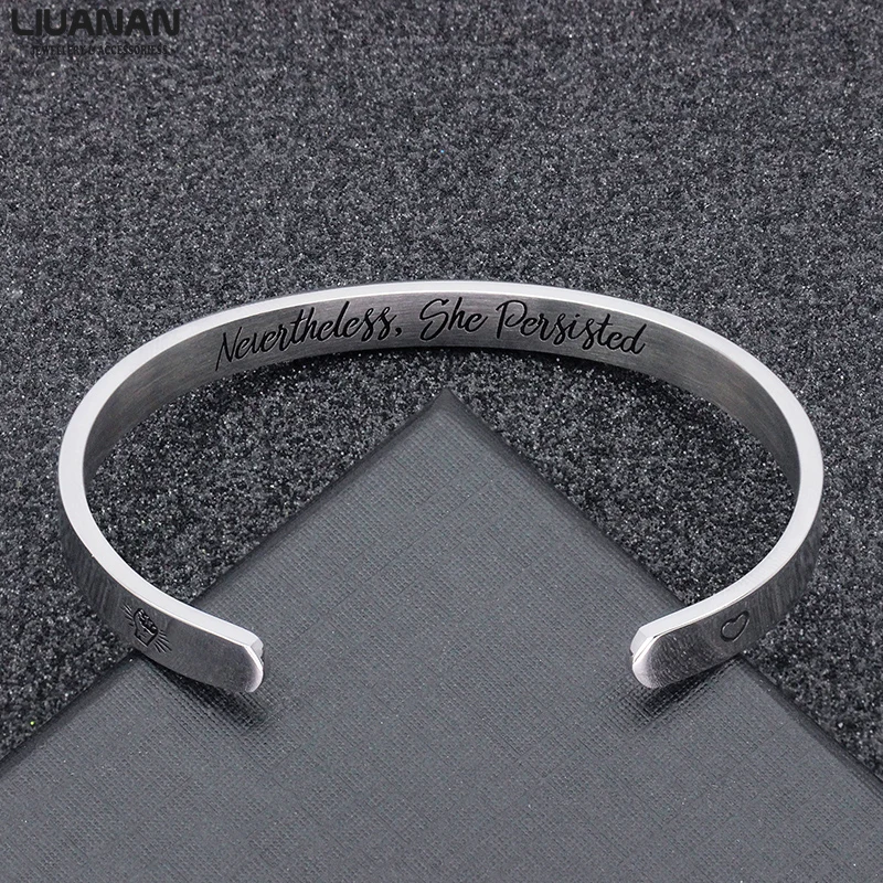 Nevertheless She Persisted Cuff Bracelet Feminism Feminist Pantsuit Nation Solidarity Unity Political Affirmation Cuff Bangle