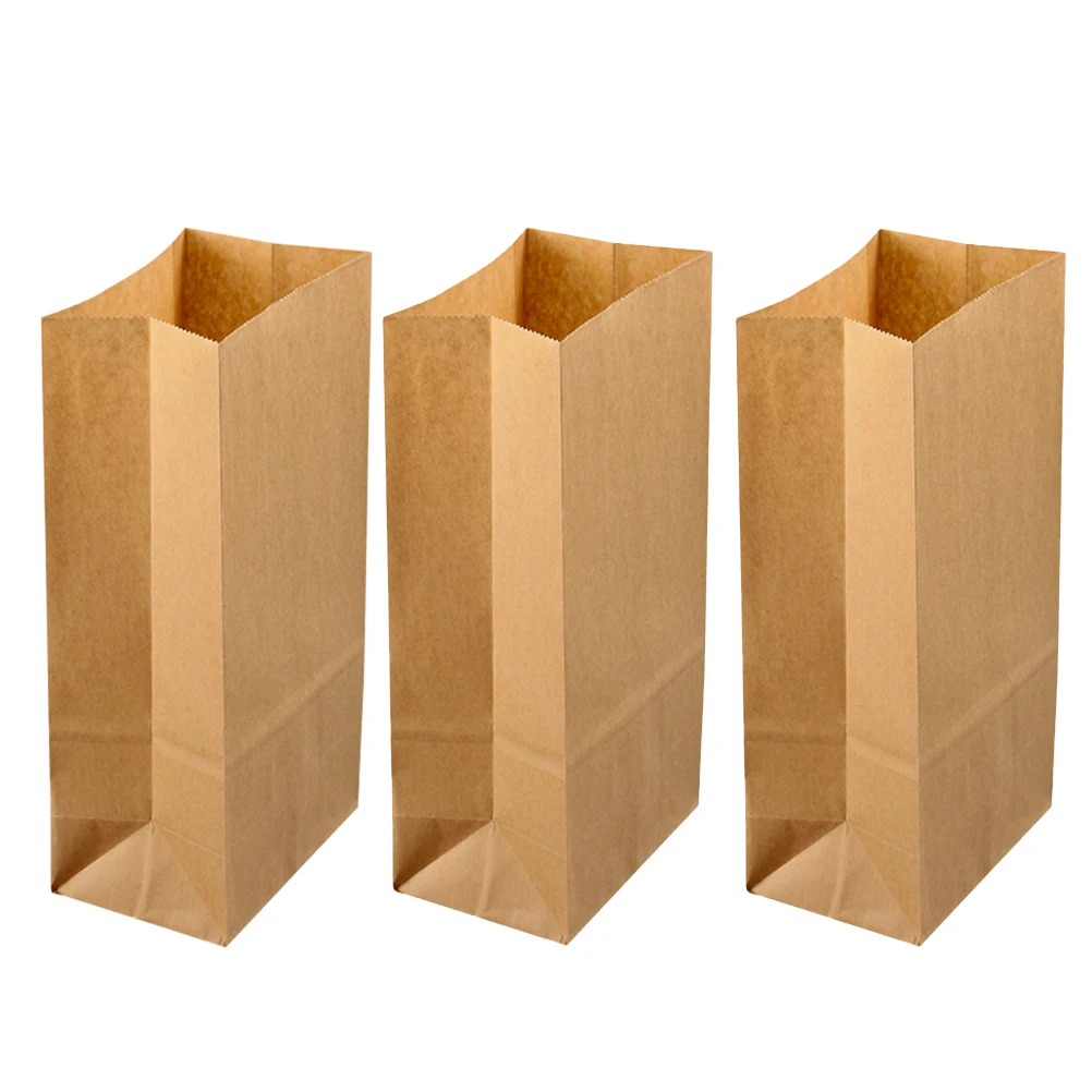 

100PCS Kraft Paper Bags Retro Square Bottom Baking Candy Breakfast Paper Bags Food Paper Bags For Food Dessert Party Wholeslae