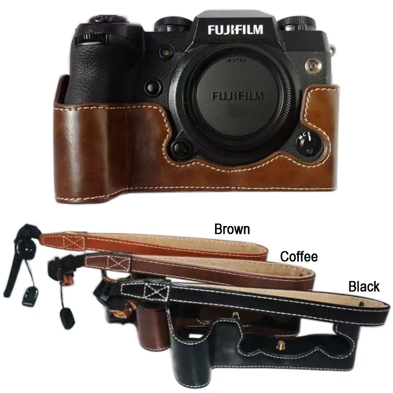 Pu кожаный чехол для камеры половина тела сумка для камеры чехол для Fujifilm XH1 Fuji X-H1 чехол для камеры