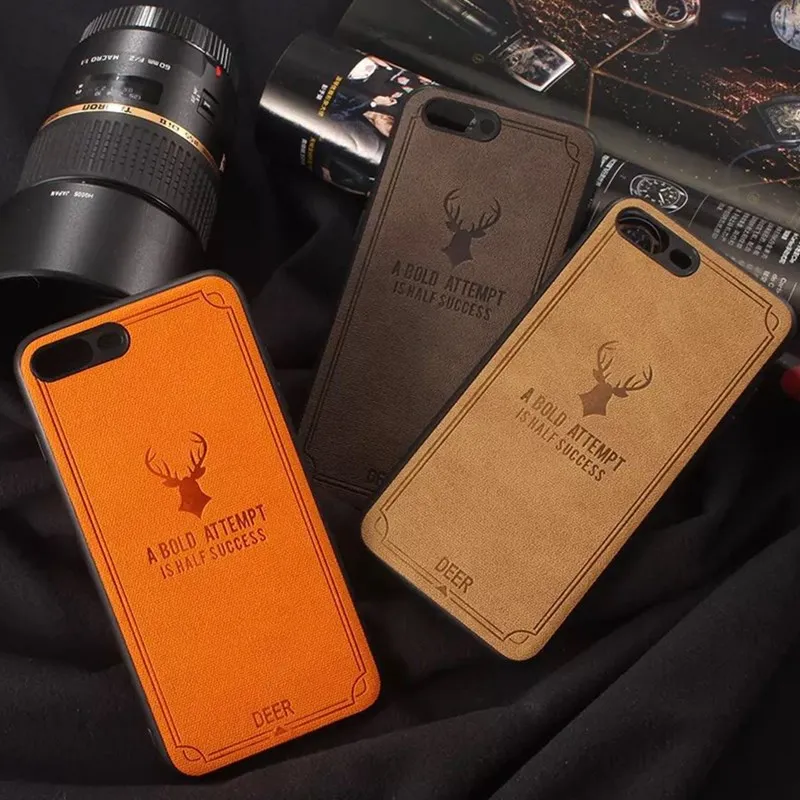 Oujinuo for iPhone 7 6 6S 8 Plus X Retro Deer Elk Animal Silicone Edge Shockproof Excellent Case Soft Cloth Back Cover Shell |