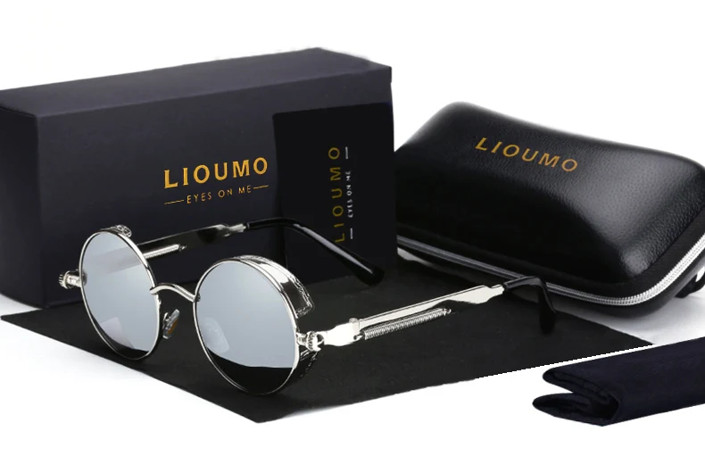 LIOUMO готические стимпанк Круглые Солнцезащитные очки для мужчин и женщин HD поляризованные солнцезащитные очки для вождения винтажные очки Oculos De Sol
