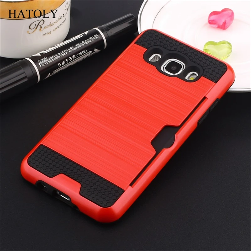 

HATOLY For Samsung Galaxy J5 2016 J510 Brushed Armor Silicone Rubber Hard Phone Cover for Samsung J5 2016 5.2" with Card Slot