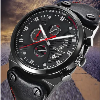 

Relogio Masculino 2019 BENYAR Watch Men Top Brand Waterproof Leather Sport Quartz Watches Men's montre homme erkek kol saati