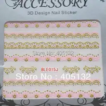 20 листов/lot ble013j-ble024j розовый и золотой Кружево Стикеры смешанные Дизайн ногтей милые Стикеры Дизайн ногтей Стикеры