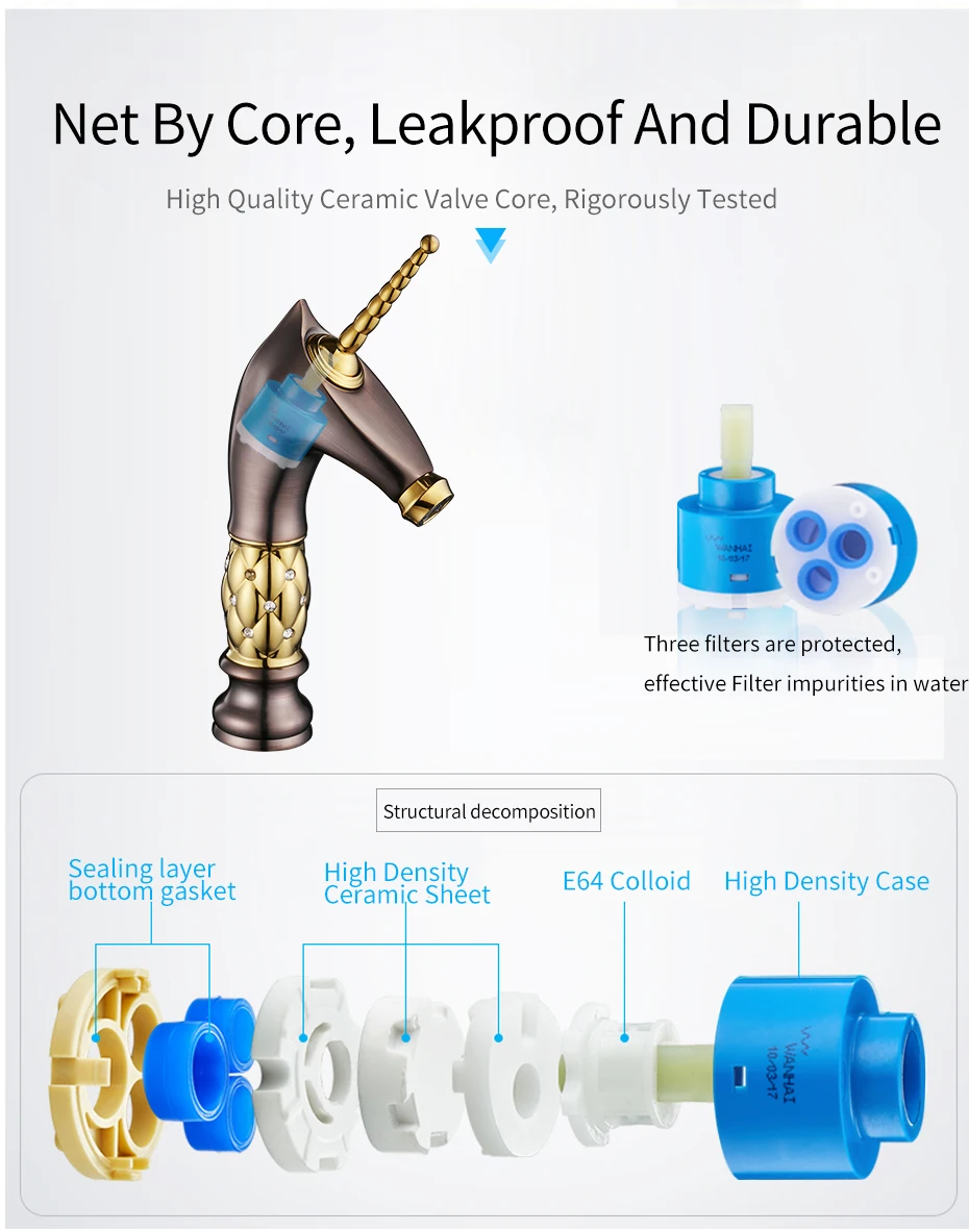 Horse Head Faucet Solid Brass Deck Mounted Single Long Handle Mixer Taps