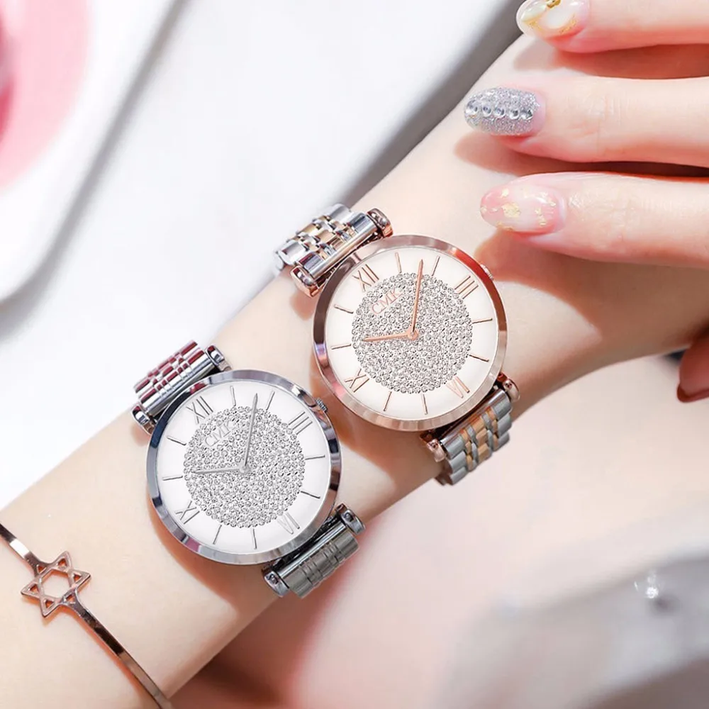 Лидер продаж женские наручные часы из нержавеющей стали с бриллиантами повседневные роскошные женские кварцевые часы Relogio Feminino дропшиппинг