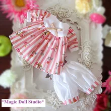 [Mg149] Лидер продаж neoblythe кукольные наряды# розовый с цветочным принтом хлопковый топ и шаровары для neoblythe Одежда для куклы