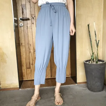 

2019 Summer Women Trousersfor Casual Loose Harem Pants Elastic Waist Solid Pants
