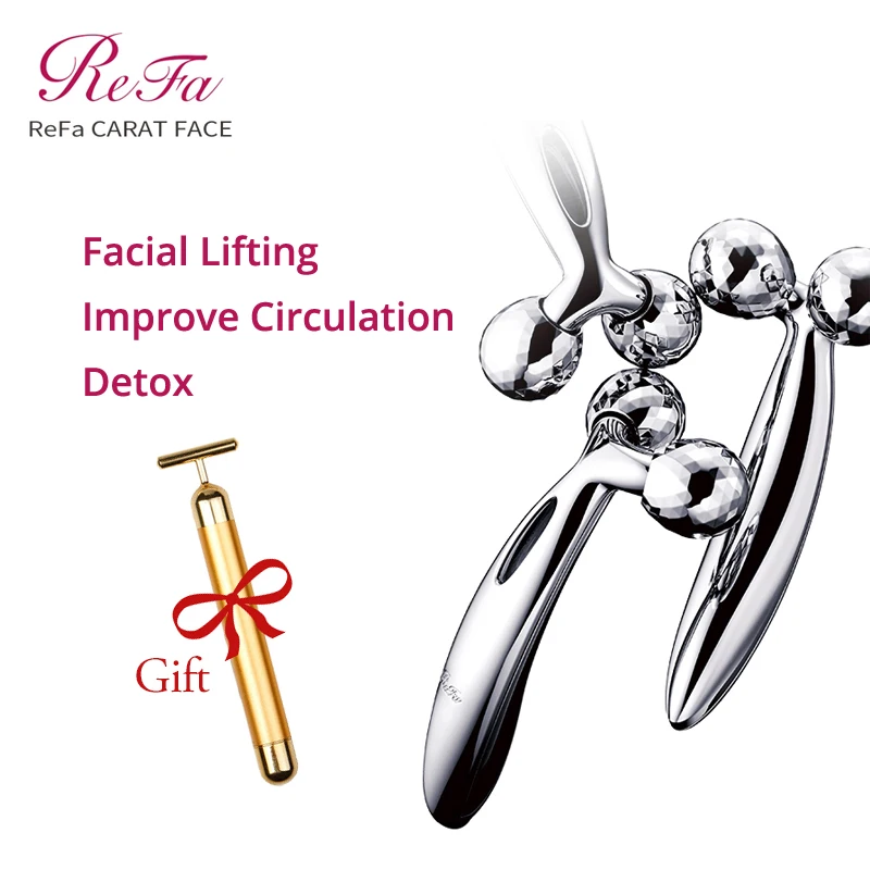 ReFa CARAT FACE Roller Massager Micro-current Kneading Massage Motion Treatment Platinum Plating Waterproof Face Lifting