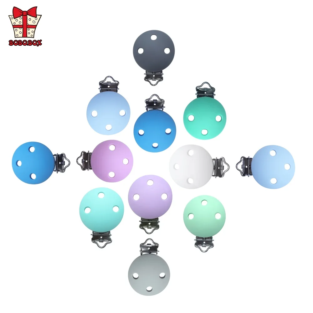 

BOBO.BOX 10pcs Round Shaped Pacifier Clip Silicone Bead Baby Teether Soother Nursing Jewelry Toy Accessory Holder Teething Clips