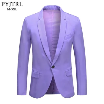 

PYJTRL Mens Fashion Plus Size Lavender Purple Apple Green Beige Slim Fit Casual Blazer Coat Male Costume Mare Suit Jacket