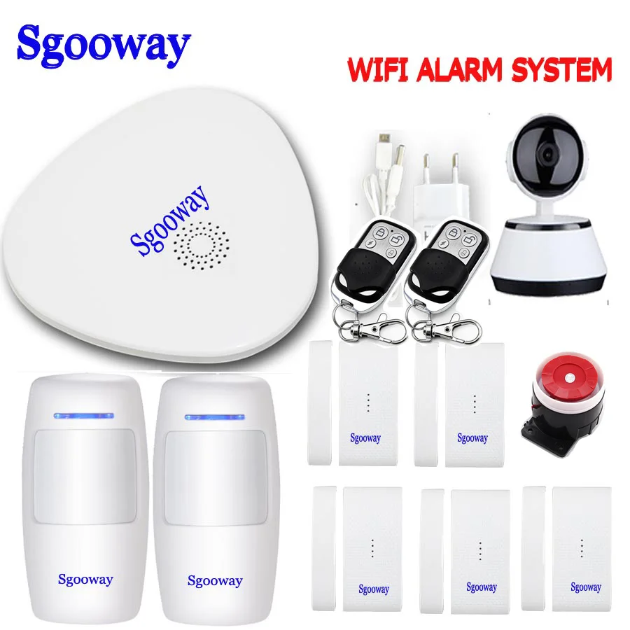 Sgooway EN RU ES язык беспроводной домашней безопасности Wi-Fi Сигнализация приложение дистанционное управление с ip-камерой PIR датчик двери - Цвет: V10 Bundle I