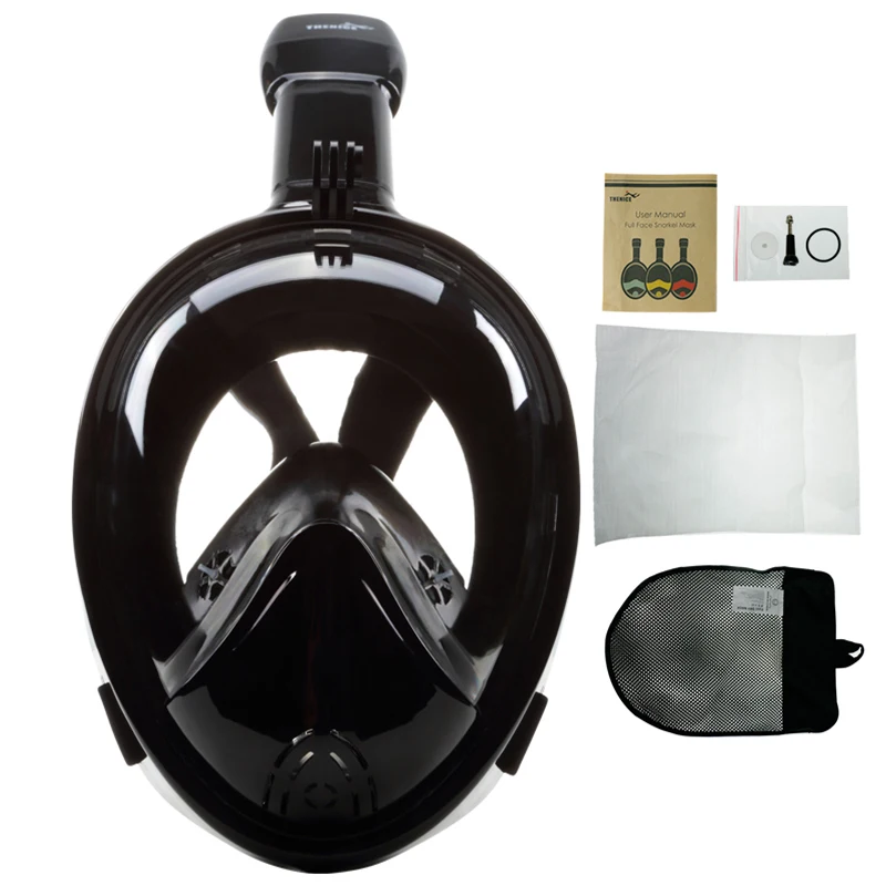 الغوص بالقناع وأنبوبة التنفس الضباب الضوء كامل الوجه قناع الغطس قناع غوص المهنية معدات غطس تحت الماء السباحة قناع ل Gopro كاميرا