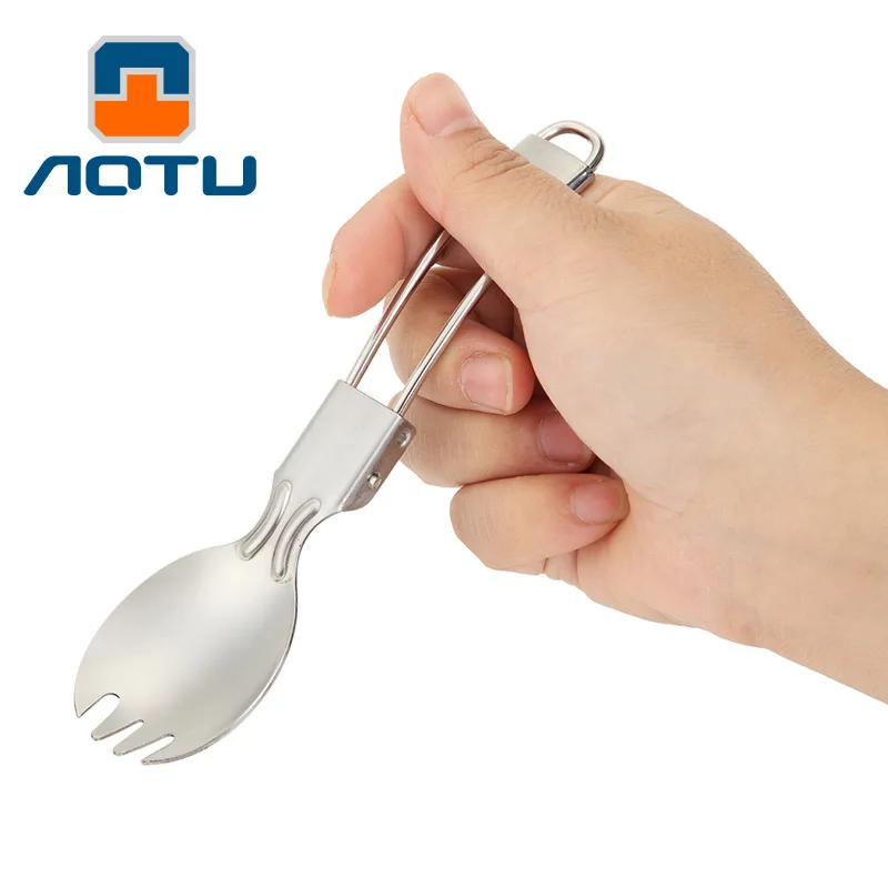 

Stainless Steel Folding Camp Sporks Outdoor Picnic Camping Utility Cutlery Tablewares Reusable for Hiking Backpacking Travelling