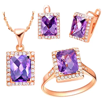

Pendant necklace Earrings ring 925 Sterling suit set Austria crystal foreign trade star jewelry