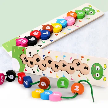 

Baby Wooden Toy Piercing Numbers Blocks Caterpillars Figure Bead Math Toy Strip Chain Wooden Blocks YH-17