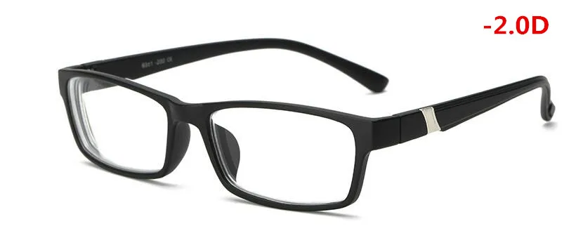 Новые женские мужские готовые очки для близорукости короткие очки для коррекции зрения матовый черный-100-150-200-250-300-350-400-450-500-550-600 - Цвет оправы: Black myopia 200