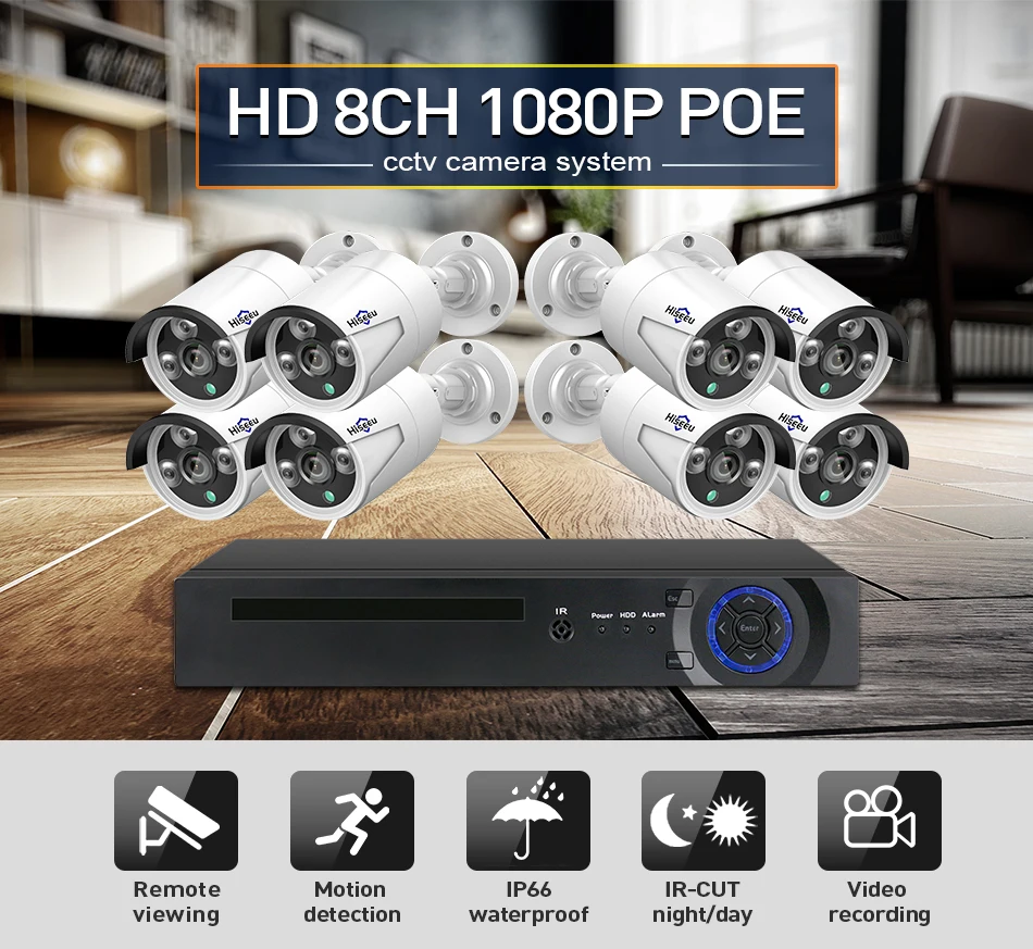 4MP 1080P 8CH POE NVR CCTV Sesurity Камера POE Системы открытый Водонепроницаемый комплект 48V жесткий диск на 1 ТБ ONVIF Hiseeu