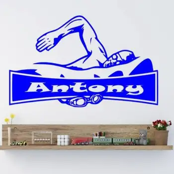 

DCTAL Swim Sticker Logo Name Swimmer Decal Swimming Posters Vinyl Wall Decals Pegatina Quadro Parede Decor Mural Swim Sticker