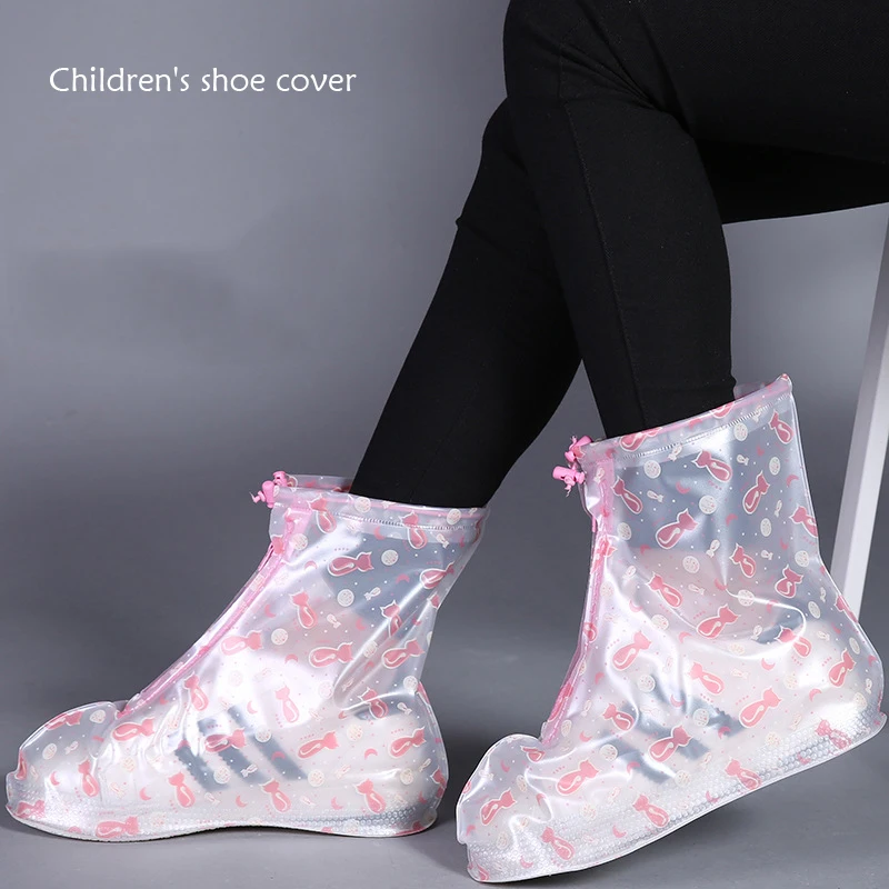 Модные непромокаемые ботинки; комплект для мужчин и женщин; водонепроницаемые ботинки для дождливой погоды; детские Нескользящие толстые износостойкие уличные ботинки - Цвет: kid pink1