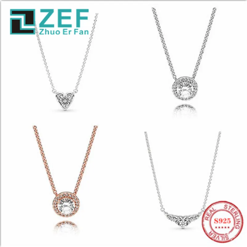 

TIFF pan 925 sterling silver necklace, heart shape zircon, classic elegance, luxurious and original jewelry