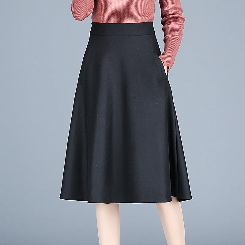 Весенне-осенняя юбка новая Корейская женская модная юбка с высокой талией шерстяная плиссированная юбка femme миди юбки женская юбка одежда