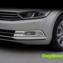 Для VW Volkswagen PASSAT B8 нержавеющая стайлинга автомобилей внешняя передняя противотуманная фара крышка 2 шт. аксессуары