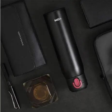 Оригинальные Xiaomi mi термосы mi jia VIO mi, вакуумные чашки из нержавеющей стали, 24 часа, колба для воды, «Умная» бутылка, термос с одной рукой, D5 - Цвет: black red
