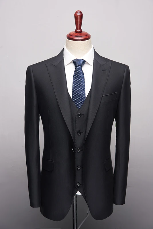 Wild black Fashion Boutique High quality Mens Wedding suits Formal Suits 3 Pieces Wedding Groom Tuxedos Prom Slim Fit suits
