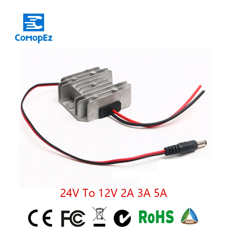 

DC-DC 24V to 12V 3A Buck Converter with DC Plug