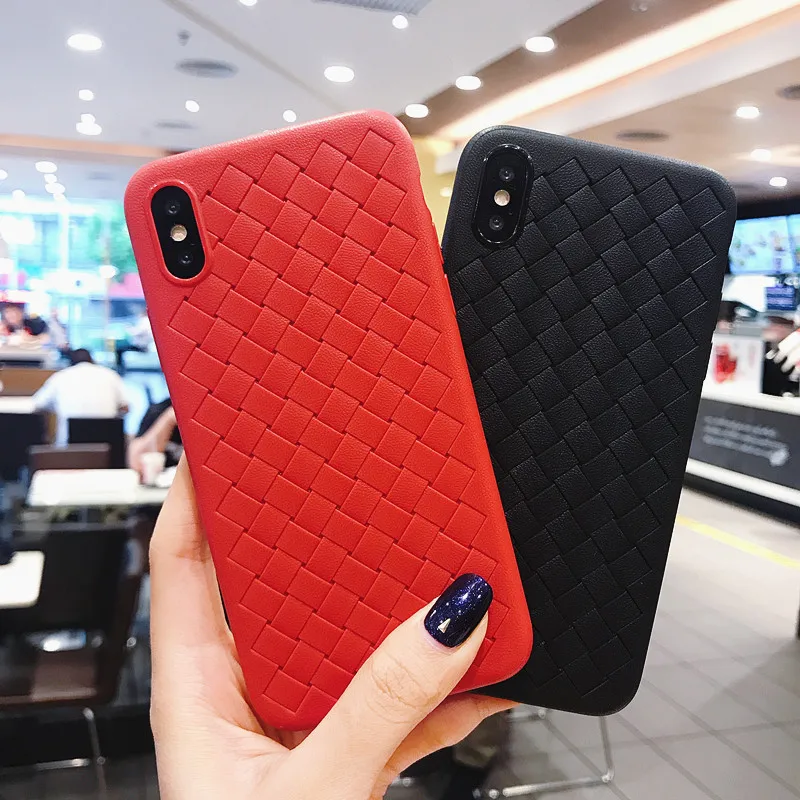 

Super Soft Grid Weave Pattern Case For iPhone X XS Max Luxury Grid Cases For iPhone 6 6s 7 8 Plus XR Cover Silicone Accessories
