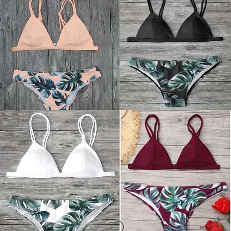 

Sexy Bikinis Women 2019 New Swimsuit Female Leaves Print Swimwear Bikini Push up Biquini Beachwear Bathing suit maillot de bain