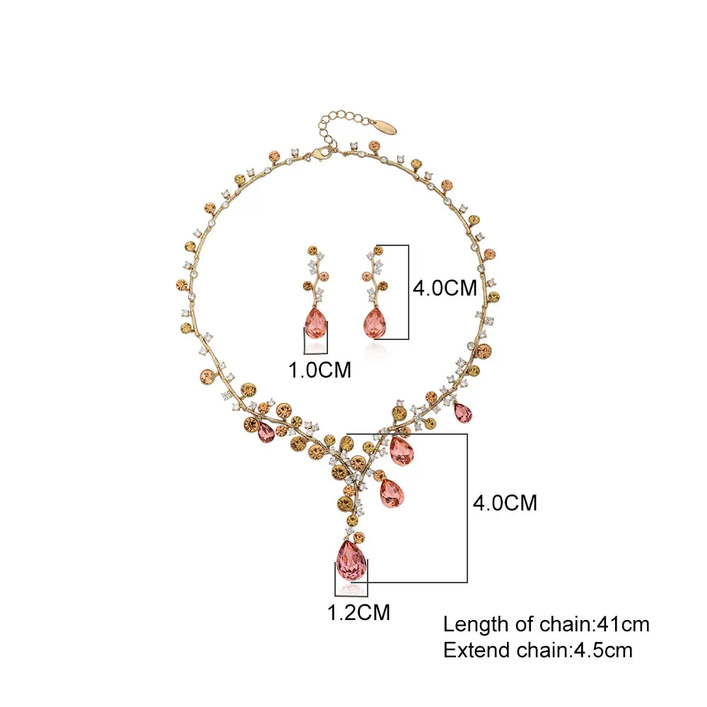 Viennois, разноцветные золотые серьги-капли с кристаллами, ожерелье со стразами в комплекте для женщин, геометрические вечерние ювелирные изделия, набор