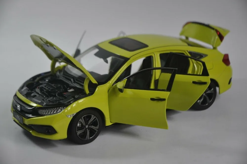 1:18 литье под давлением модель для Honda Civic MK10 желтый седан Игрушечная машина из сплава миниатюрная коллекция подарки