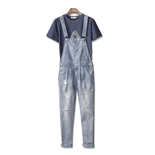 Mcikkny Vintage Men's Denim Bib Overalls Light Blue With
