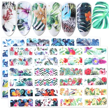 

Full Beauty 24pcs Nail Art Sticker Flower Green Leaves Water Decals New Design Nail Foils Decorations Manicure Tools CHBN949-972