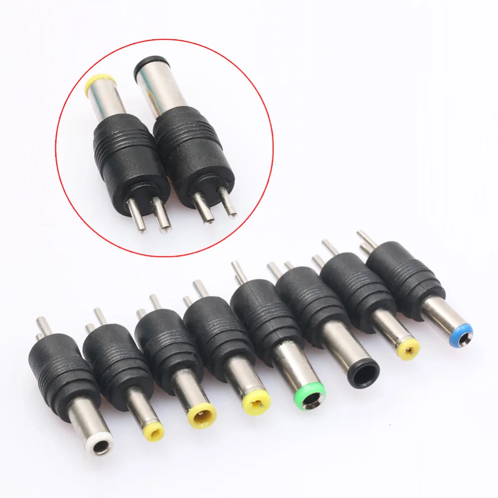 1Set 8Pcs Universal 2Pin Plug Charger Tip AC/DC Power Adapter for