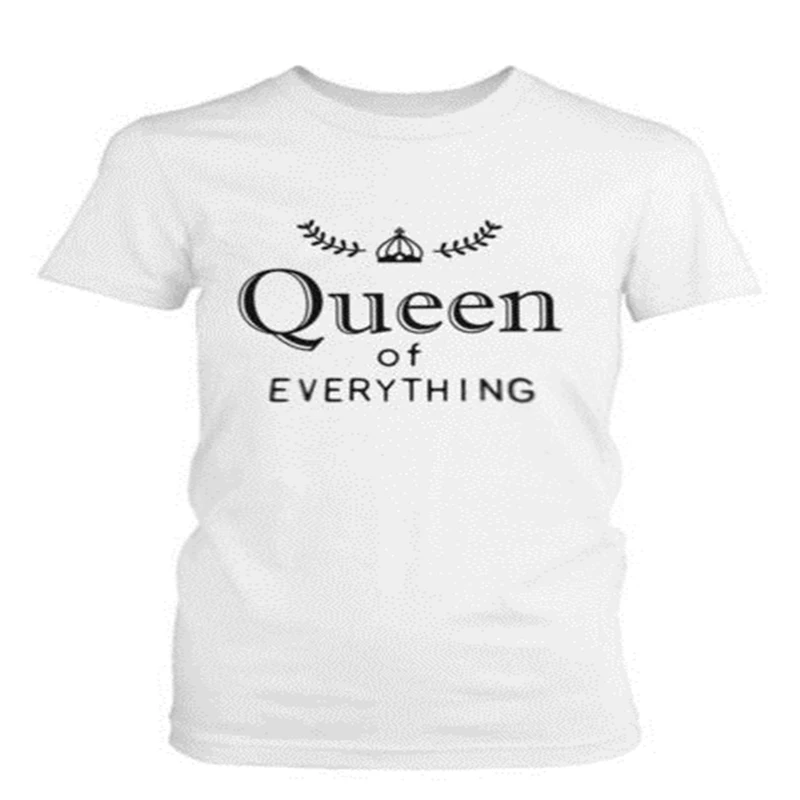 Белая футболка с надписью Король Королева из его и ее F11189|queen of everything|queen ofking queen |