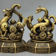 Zhaomeirui26++ " Китай Латунь, Медь Фэн-Шуй Сузаку Черепаха Дракон Белый Тигр Статуя Набор