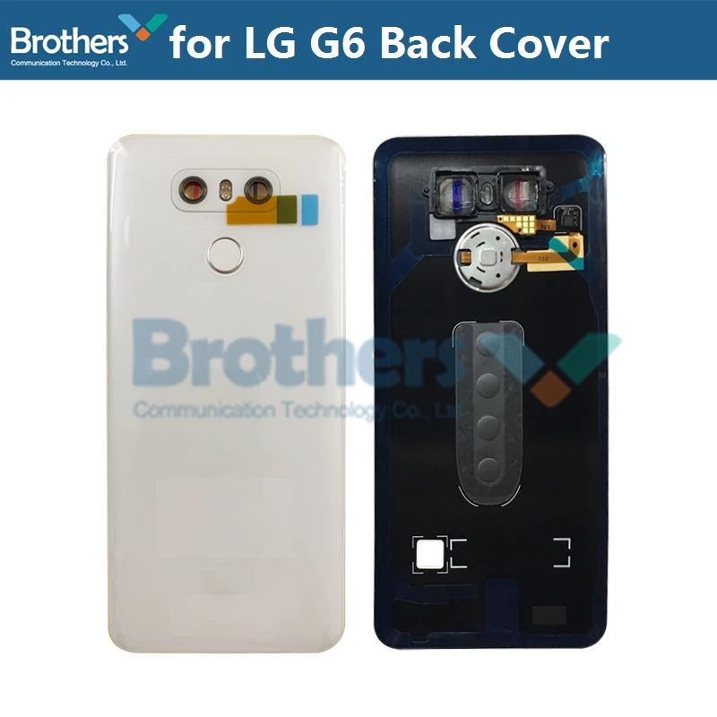 Back Cover for LG G6 Battery Housing with Fingerprint Flex Cable + Camera Lens Circle for LG G6 H870 Battery Door Replacement  (14)