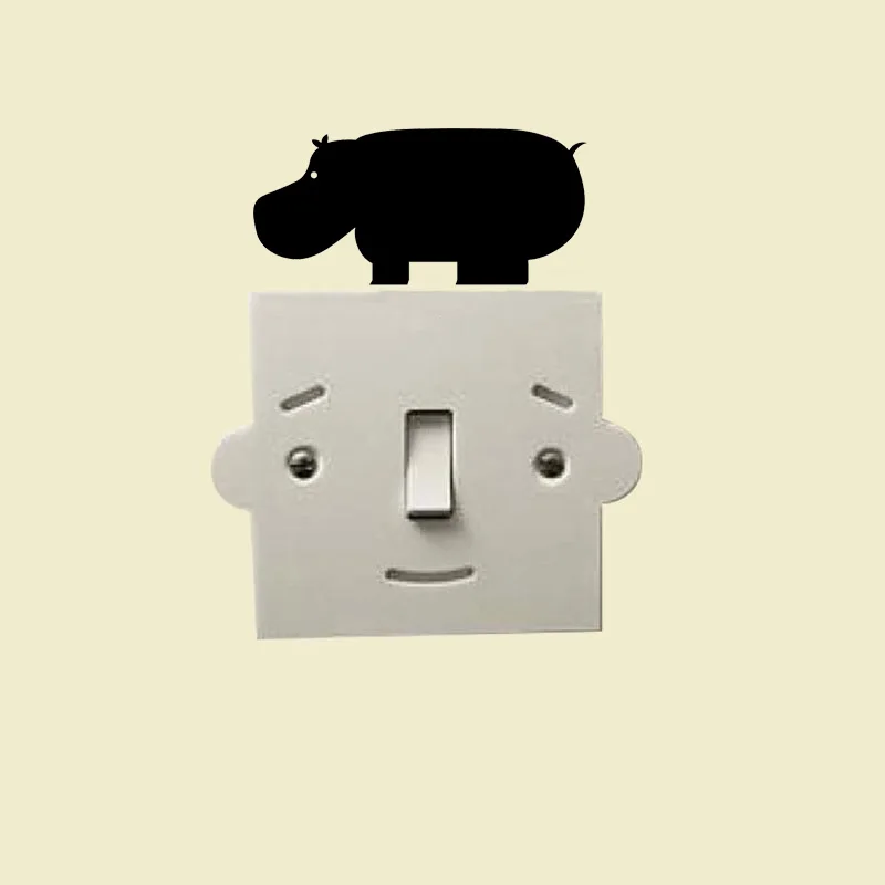 Cute Hippo Hippopotamus Vinyl Switch Sticker Funny Animal Wall Stickers For Kids Rooms 2WS0172 | Дом и сад