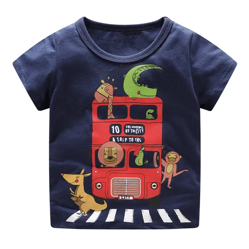 VIDMID/Детская футболка с короткими рукавами; футболки для мальчиков с рисунком машины; Летние Короткие футболки; топы для детей; одежда для маленьких мальчиков; хлопковая Футболка с рисунком крокодила