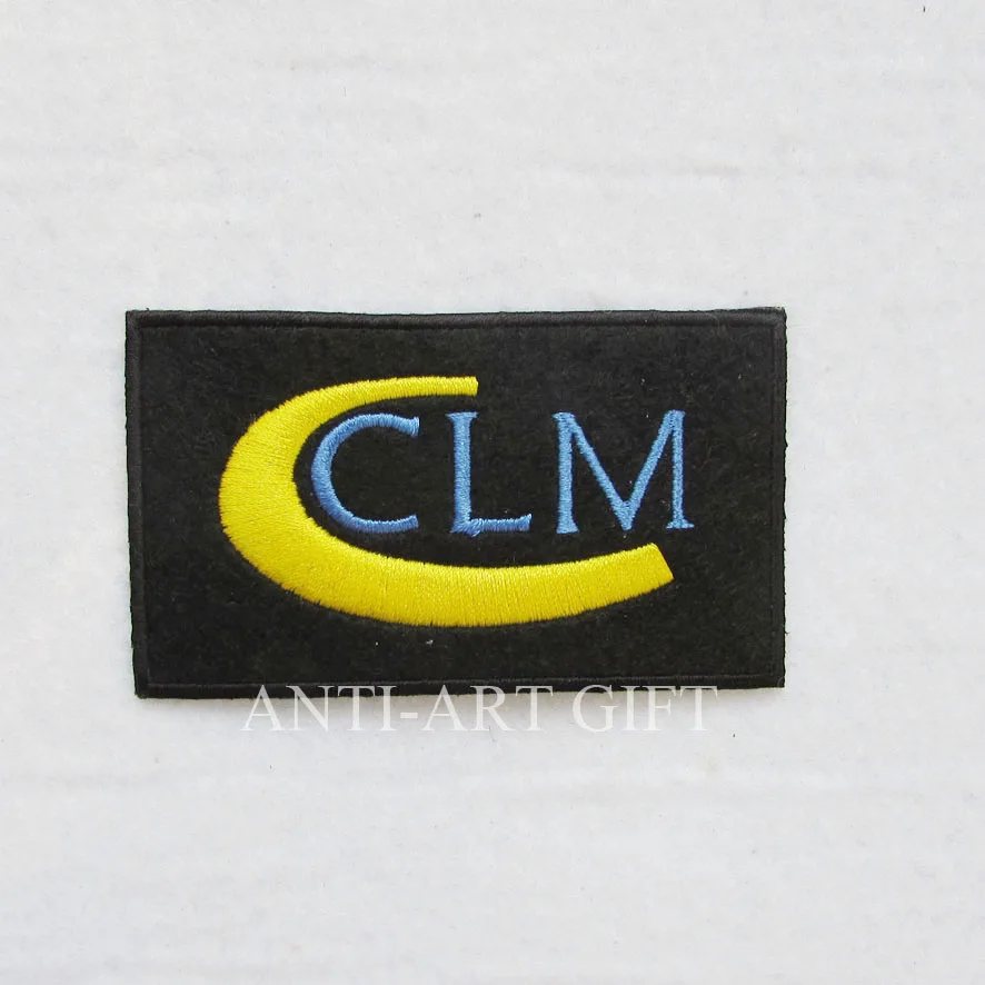 

Customized 75% embroidered patch rectangle shape yellow color black base fabric