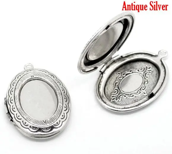 Doreenbeads розница Серебристый Овальный фоторамка медальон Подвески 34x24 мм продается