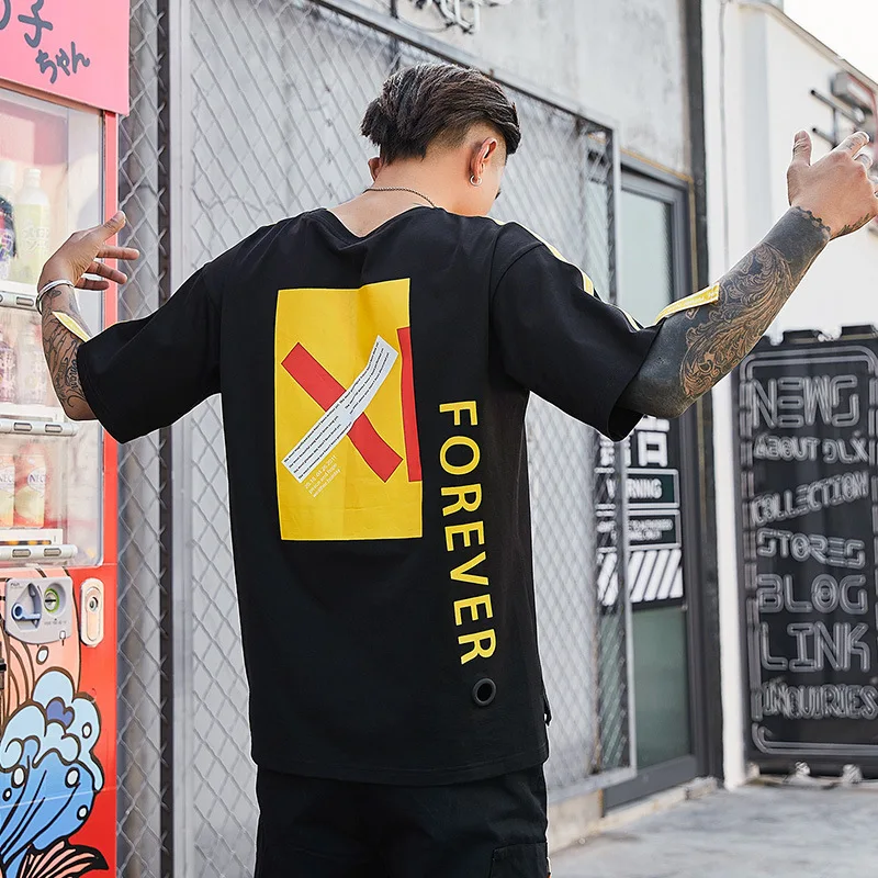 2019 summer men's harajuku t shirt tshirt Hip hop streetwear Loose cotton T-shirts man clothes Clothing tops and tee for male