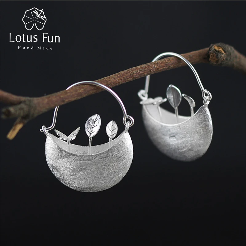

Lotus Fun Real 925 Sterling Silver Natural Creative Handmade Fine Jewelry My Little Garden Dangle Earrings for Women Brincos