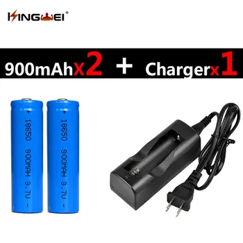 

KingWei 2Pcs Blue 18650 Batteries 3.7v 900mah Rechargeable Lithium Li-ion Battery + 1pc NK-803C 18650 Charger US/EU Plug