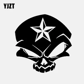 

YJZT 12.2CM*12.7CM Cartoon Skull Star Vinyl Car Sticker Decals Black/Silver C3-0699